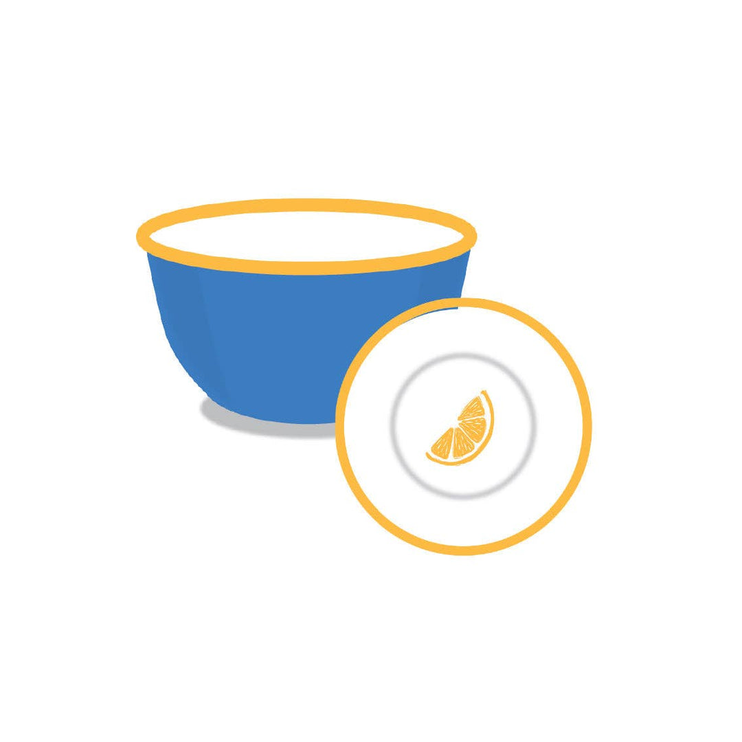 Lemon Blue Enamel Bowl