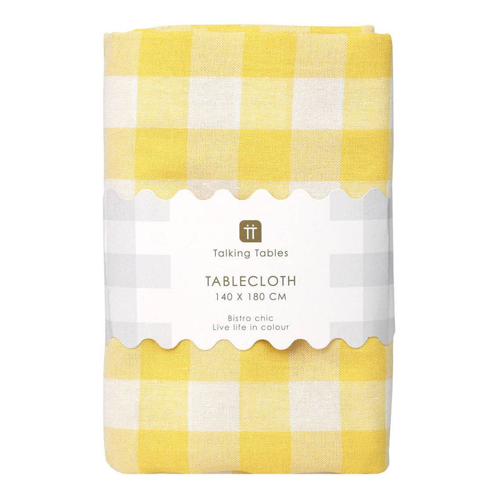 Yellow & White Gingham Tablecloth