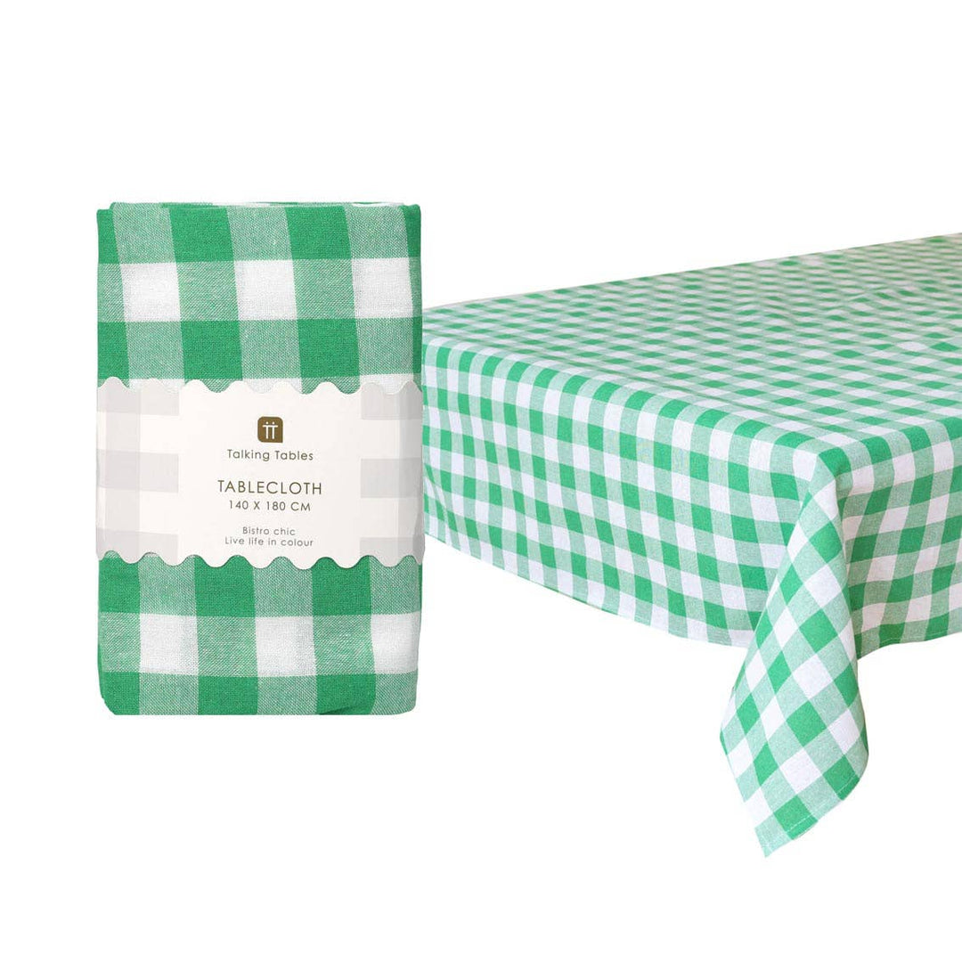 Green & White Gingham Tablecloth