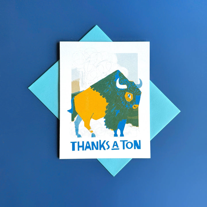 Thanks a Ton Risograph Buffalo Thank You Card 