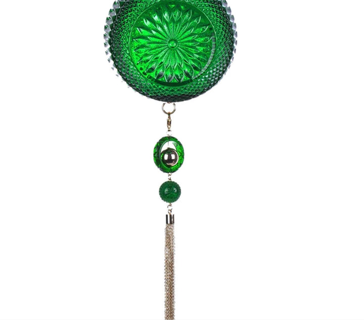 Hand Carved Sphere Clutch Emerald Green