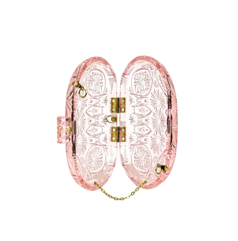 Hard Carved Oval Clutch Peach