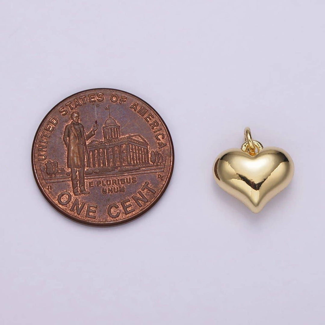 14K Gold Filled 12mm Puffed Heart Charm
