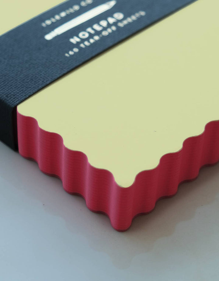 Mini Wave Shaped Notepad | Citron + Hot Coral Edge