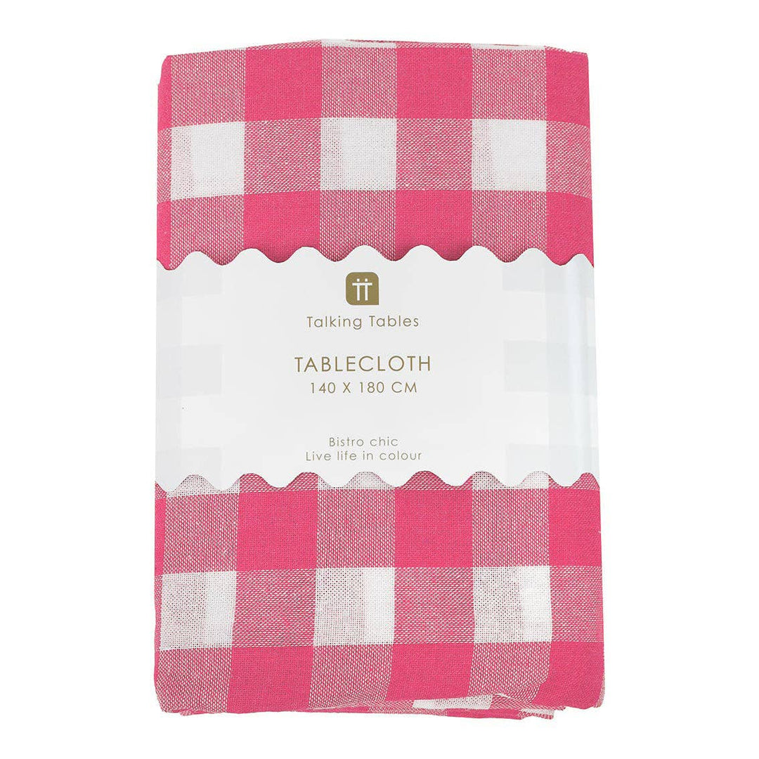 Raspberry & White Gingham Tablecloth