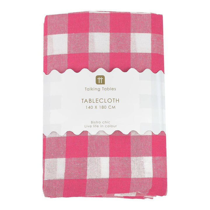 Raspberry & White Gingham Tablecloth