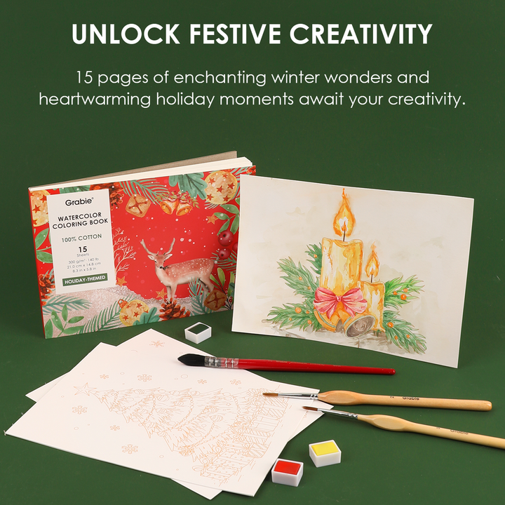 Holiday-Themed Watercolor Coloring Book