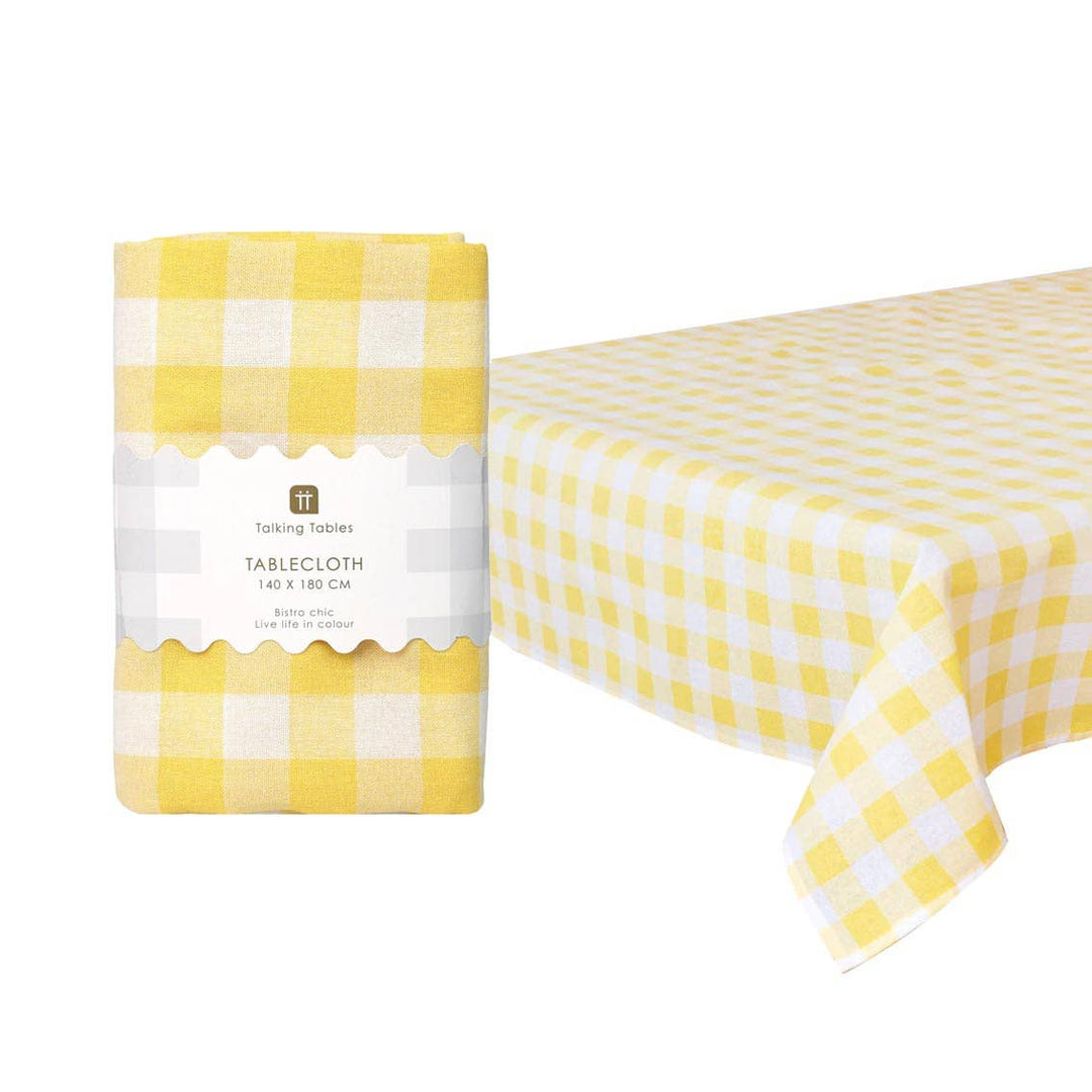 Yellow & White Gingham Tablecloth