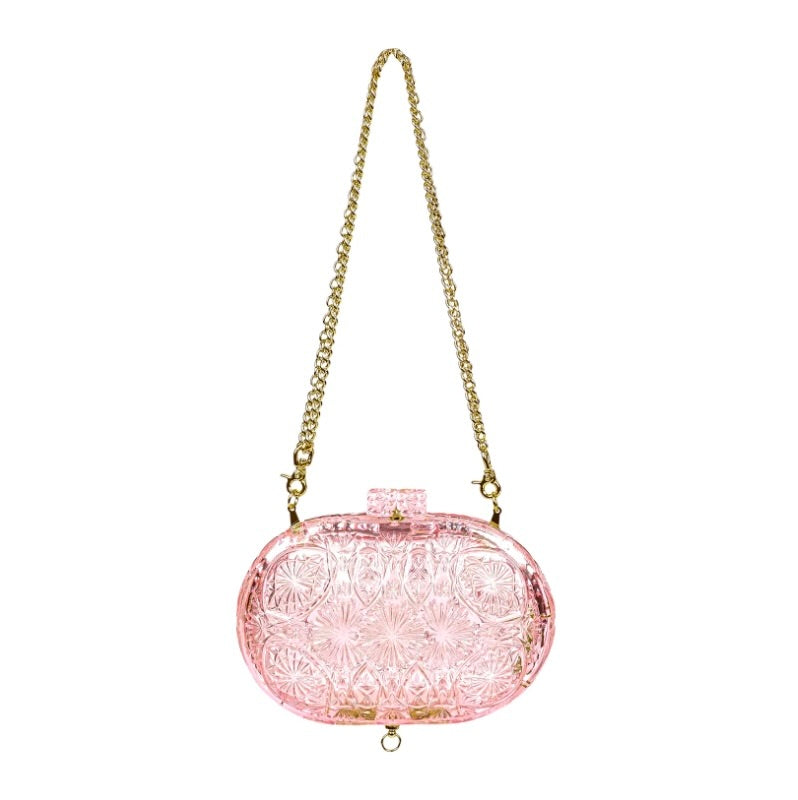 Hard Carved Oval Clutch Peach