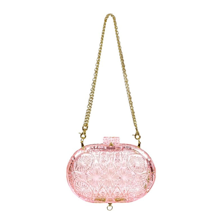 Hard Carved Oval Clutch Peach