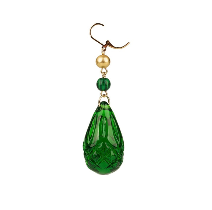 Etched Teardrop Earrings Emerald Green