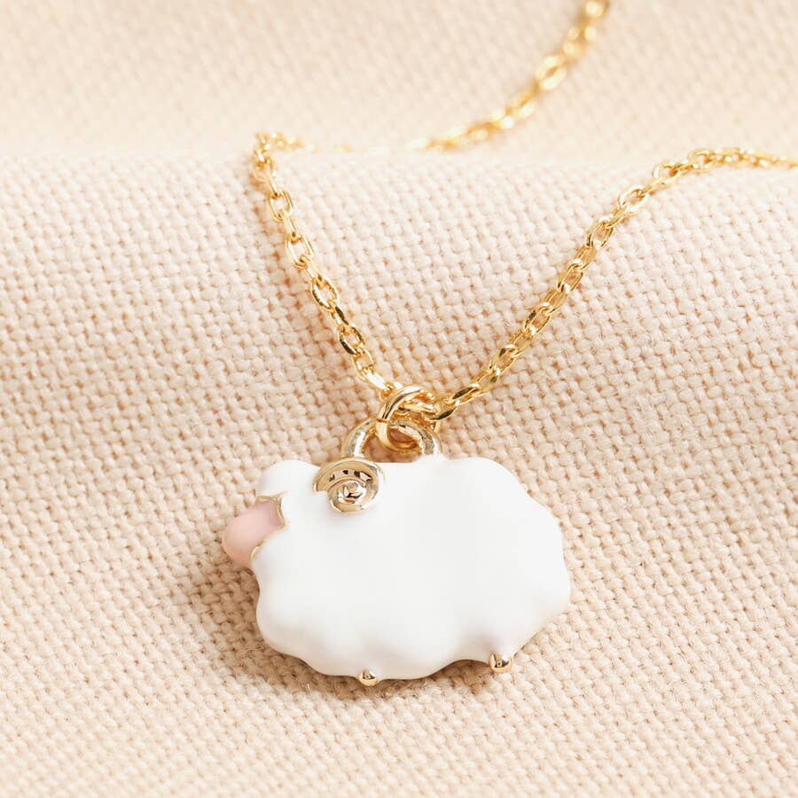 Enamel Sheep Pendant Necklace