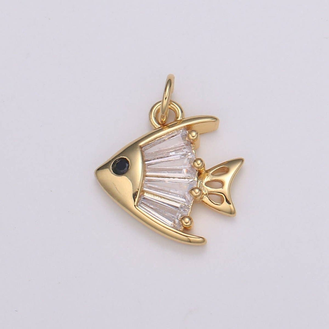 Baguette Pave Gold Fish Charm