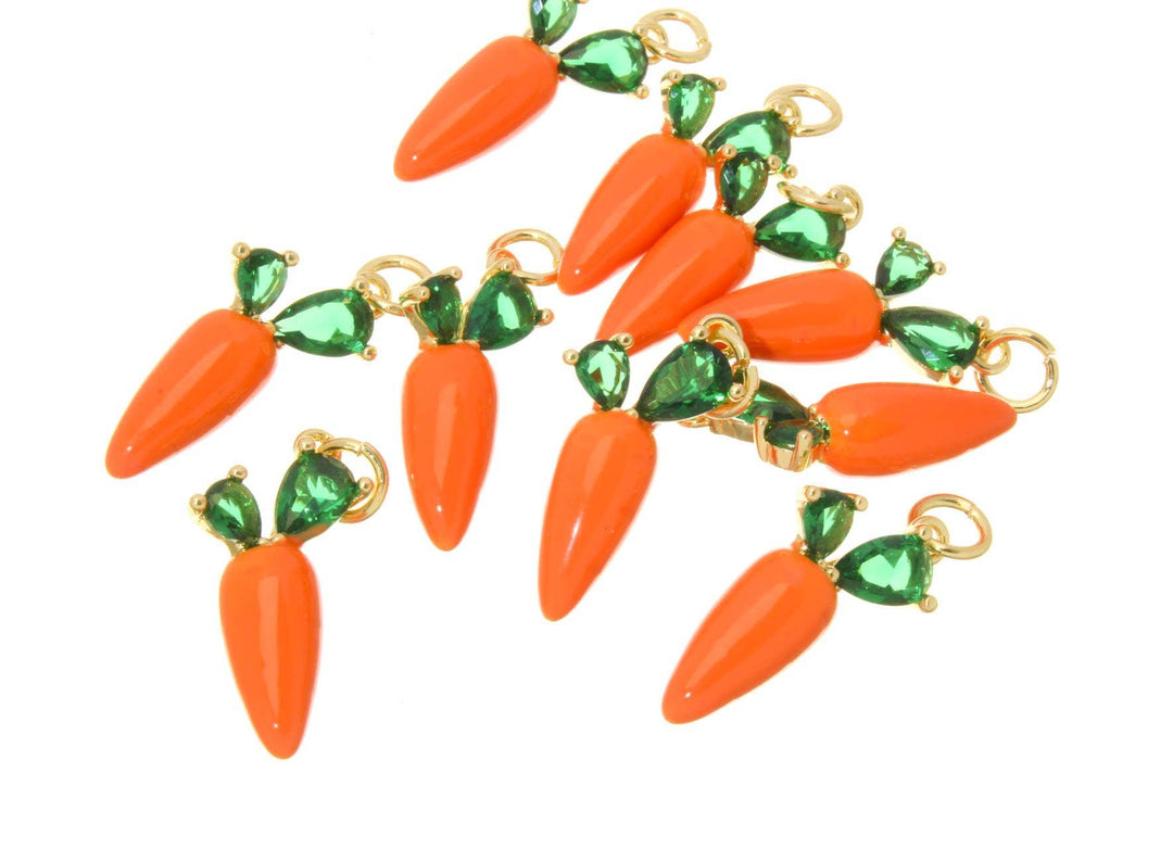 Gold CZ Carrot Charm