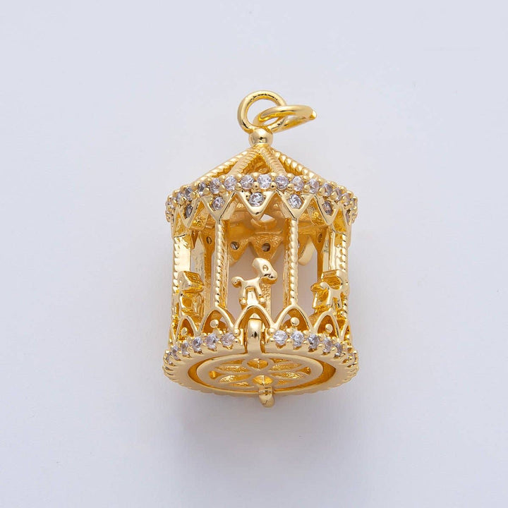 18K Gold Filled Merry Go Round Micro Pave Charm