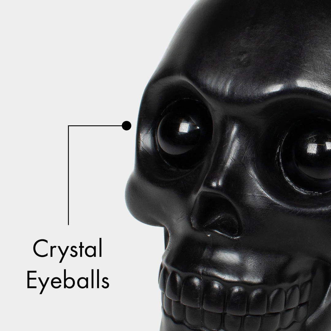 Skull Candle With Crystal Eyeballs Black