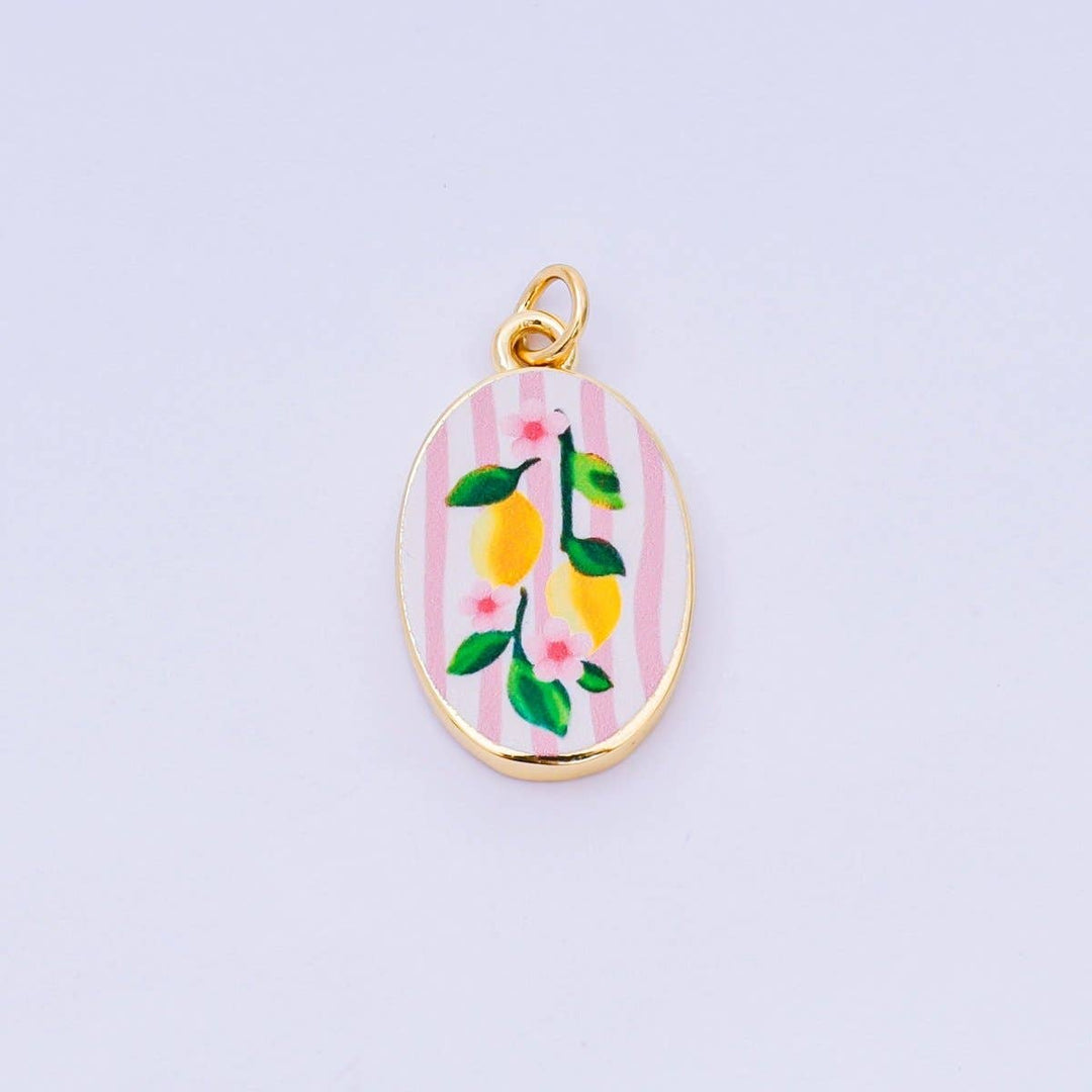 24K Gold Filled Enamel Oval Charm