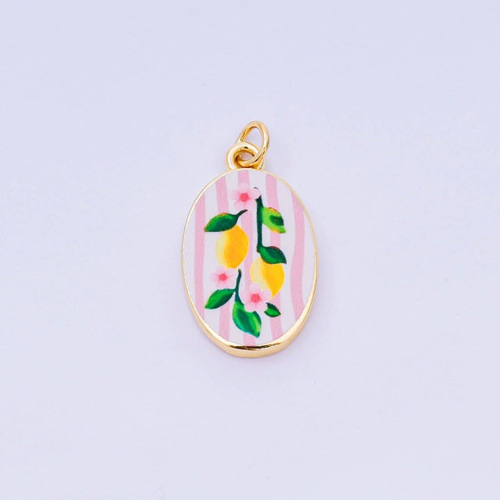 24K Gold Filled Enamel Oval Charm