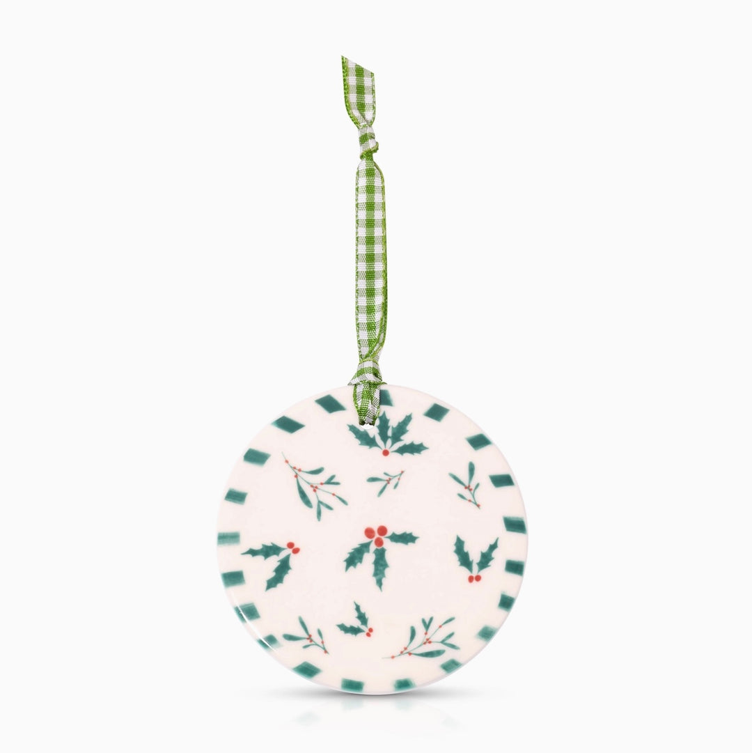 Ceramic Ornament - Holly &amp; Mistletoe