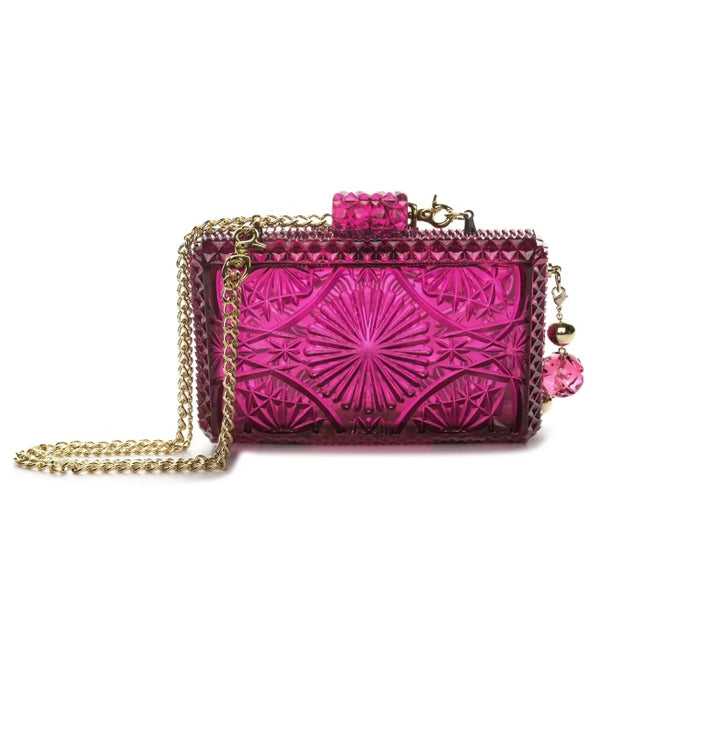 Hand Carved Rectangle Clutch Deep Purple