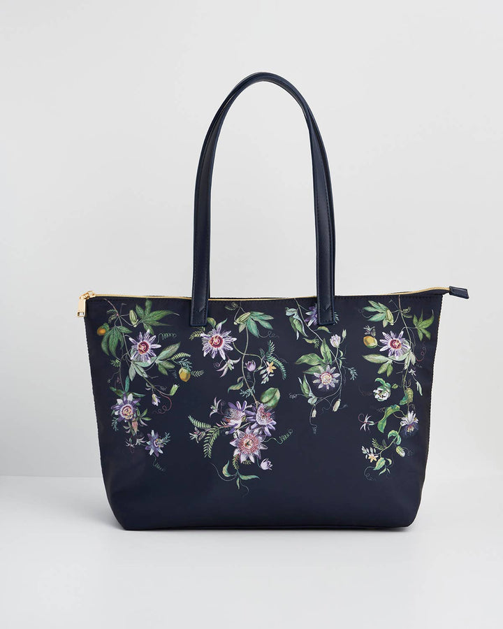 Passion Flower Navy Grab Tote