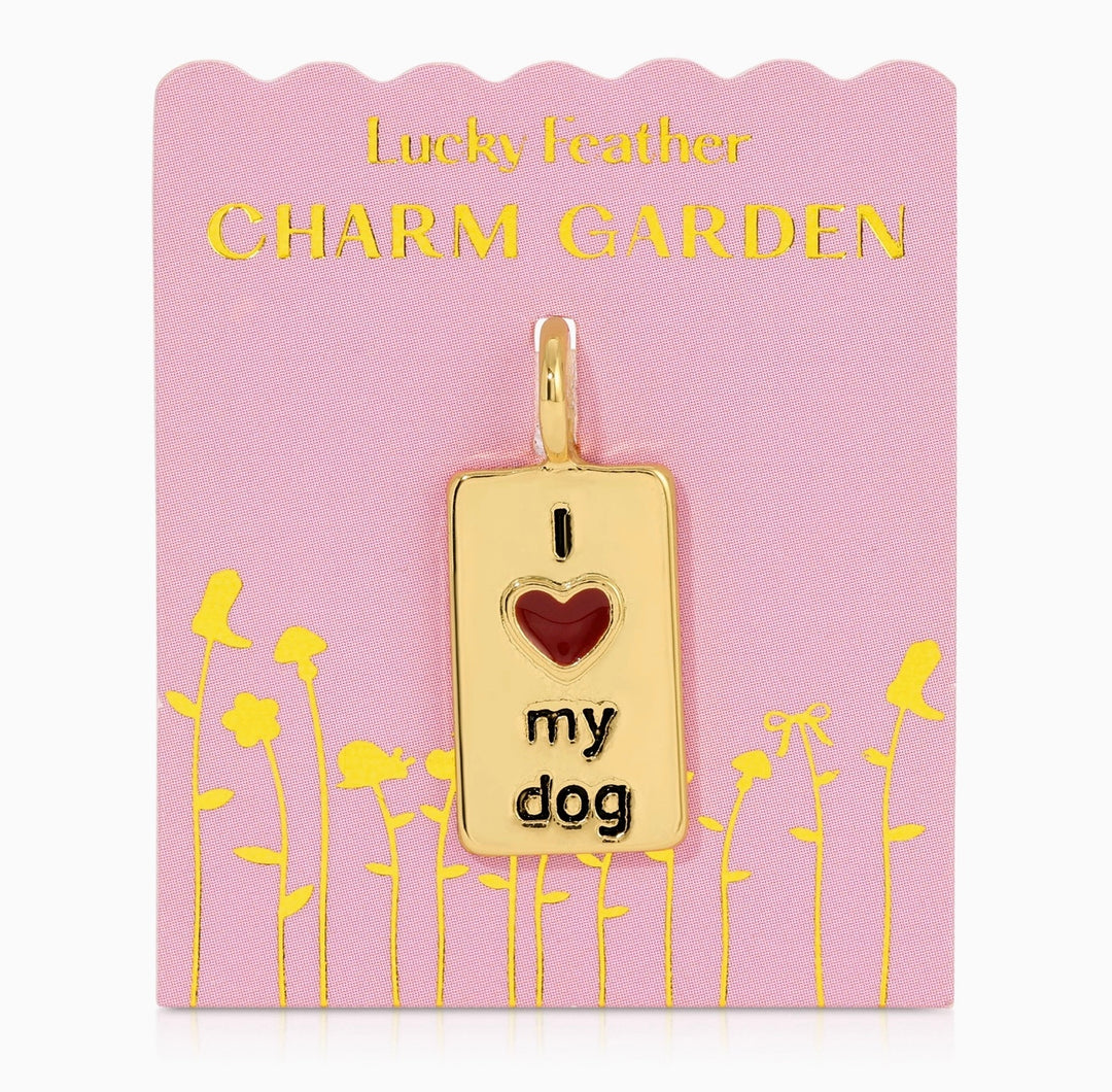 Gold I Heart Dog Charm