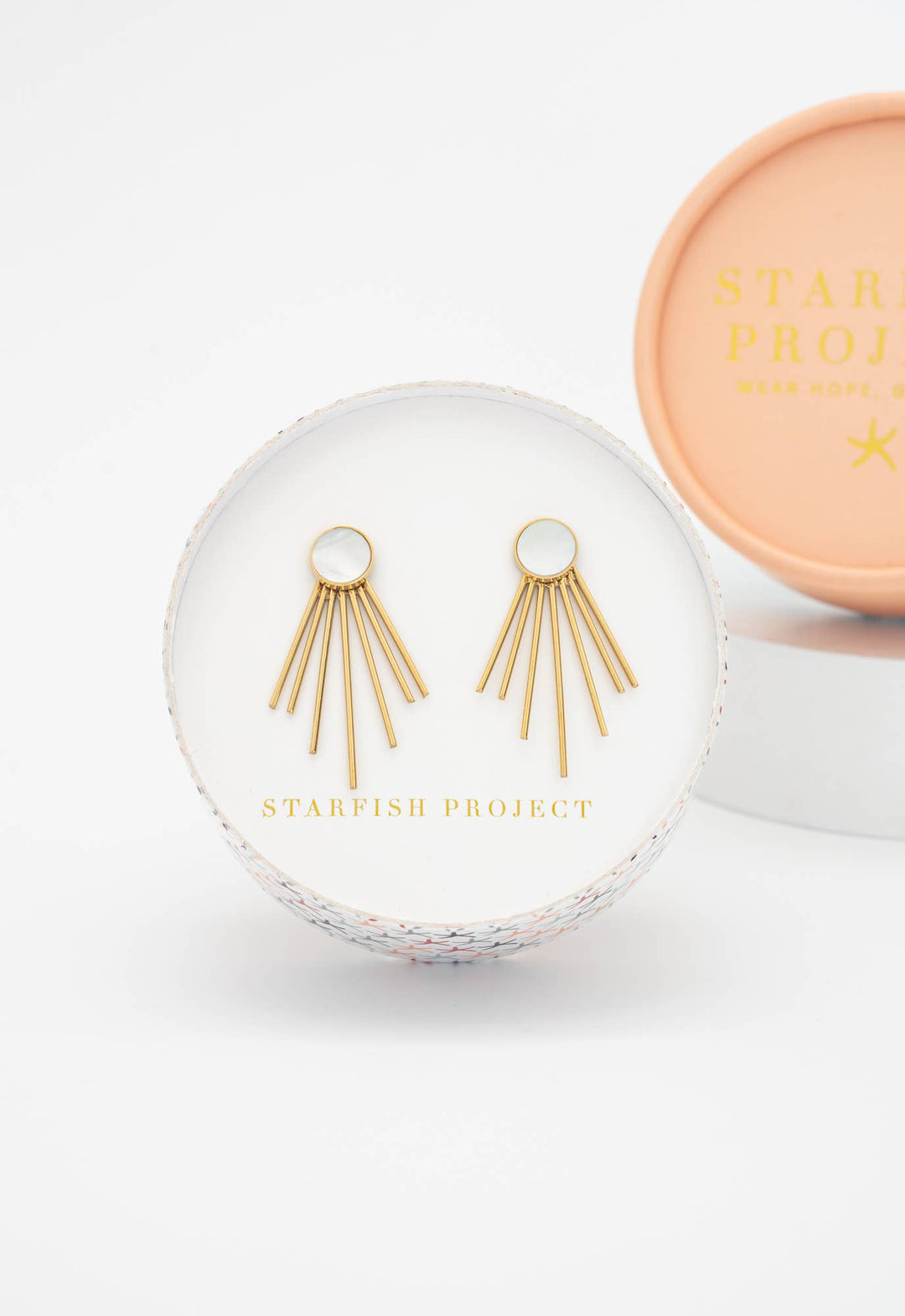 Mother of Pearl Stud &amp; Fringe Earrings