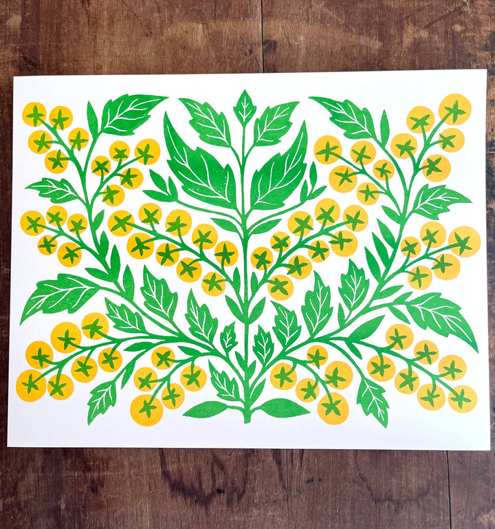 Garden Series: Sungold Tomato Risograph Print