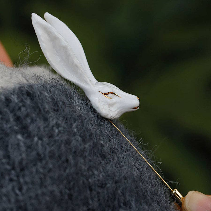 Ceramic Brooch "White Fox"