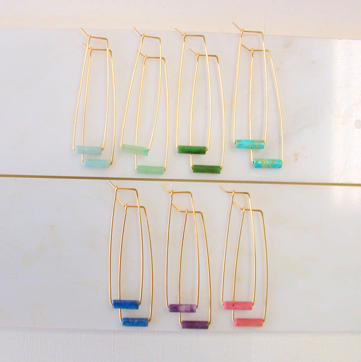 Gemstone Tube Rectangle Earrings