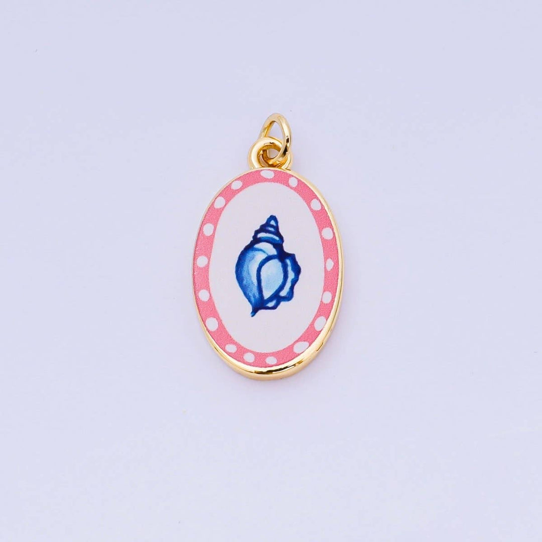 24K Gold Filled Enamel Oval Charm