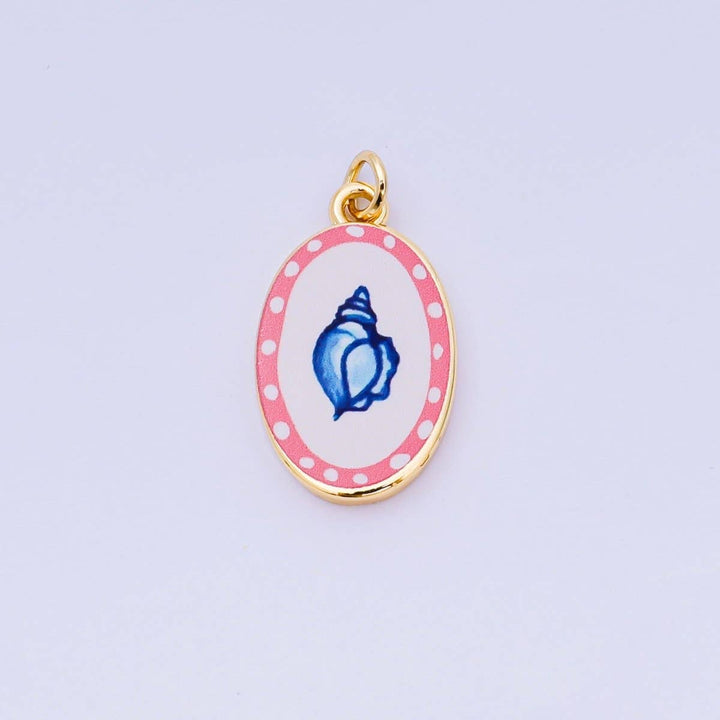 24K Gold Filled Enamel Oval Charm