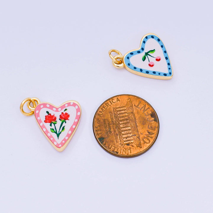 24K Gold Filled Enamel Heart Charm