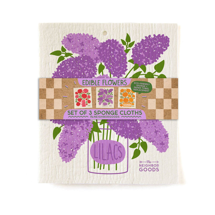 EDIBLE FLOWERS Sponge Cloth Set of 3