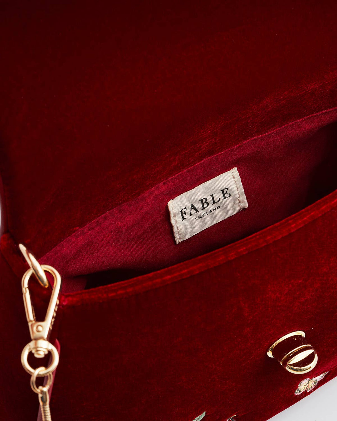 Floral Bloom Red Velvet Embroidered Crossbody
