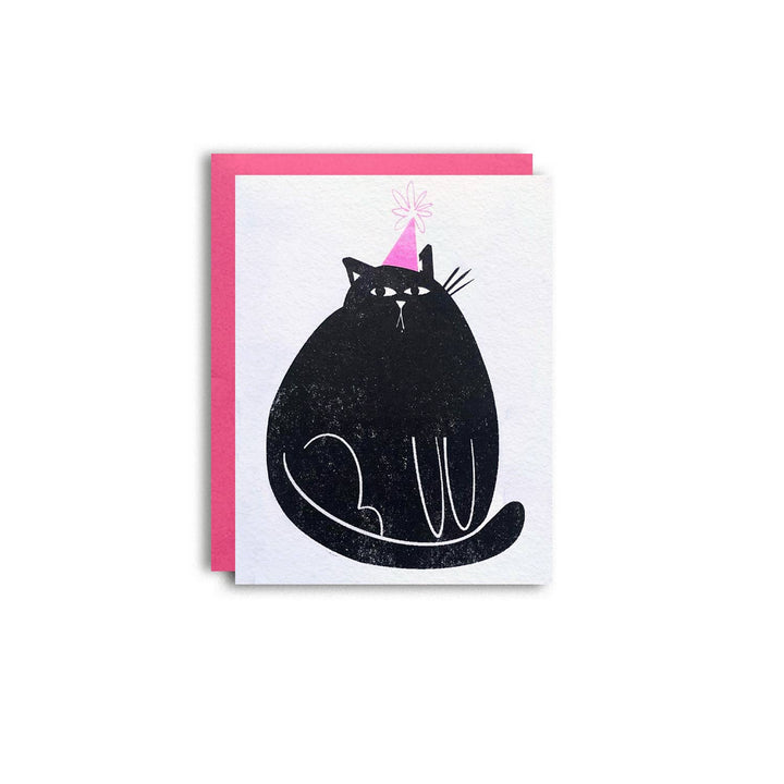Party Cat Birthday - Fun Risograph Greeting Card