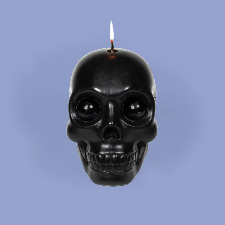 Skull Candle With Crystal Eyeballs Black