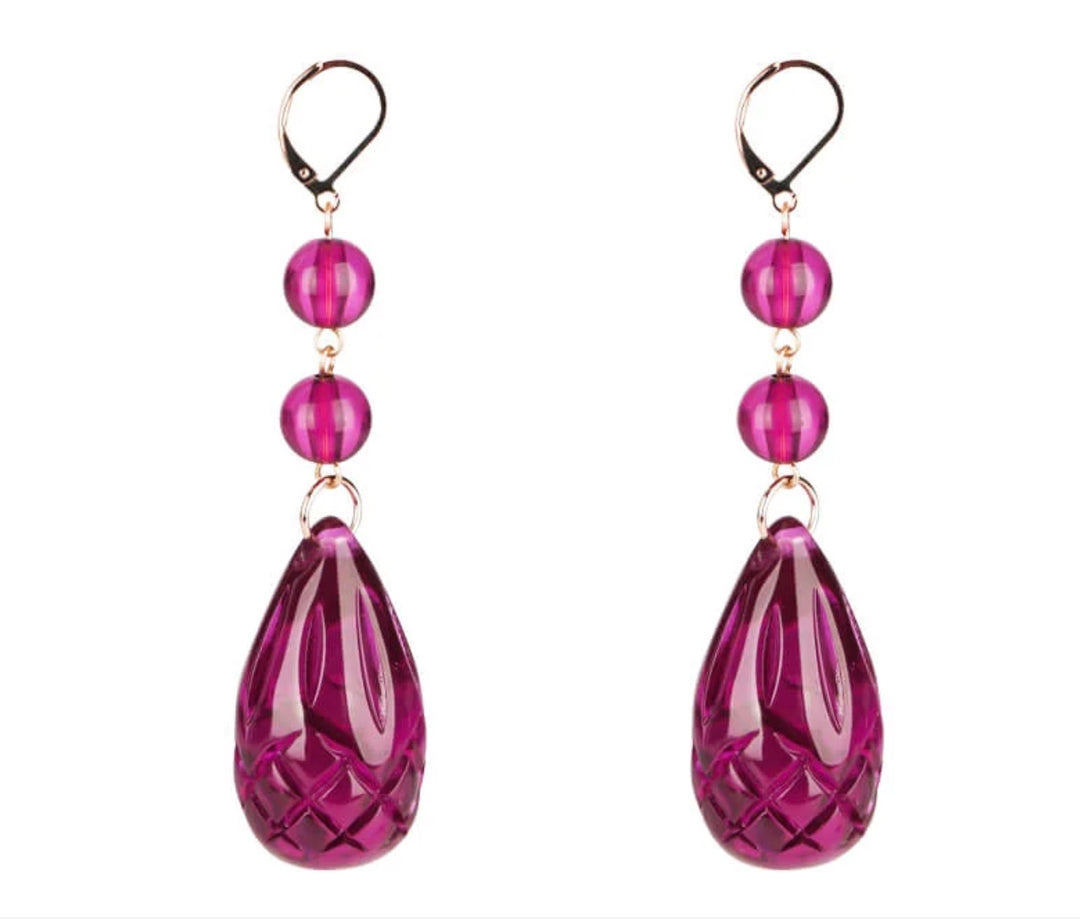 Etched Teardrop Earrings Deep Purple
