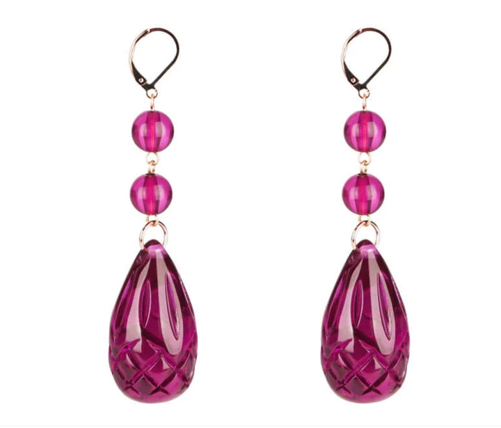 Etched Teardrop Earrings Deep Purple