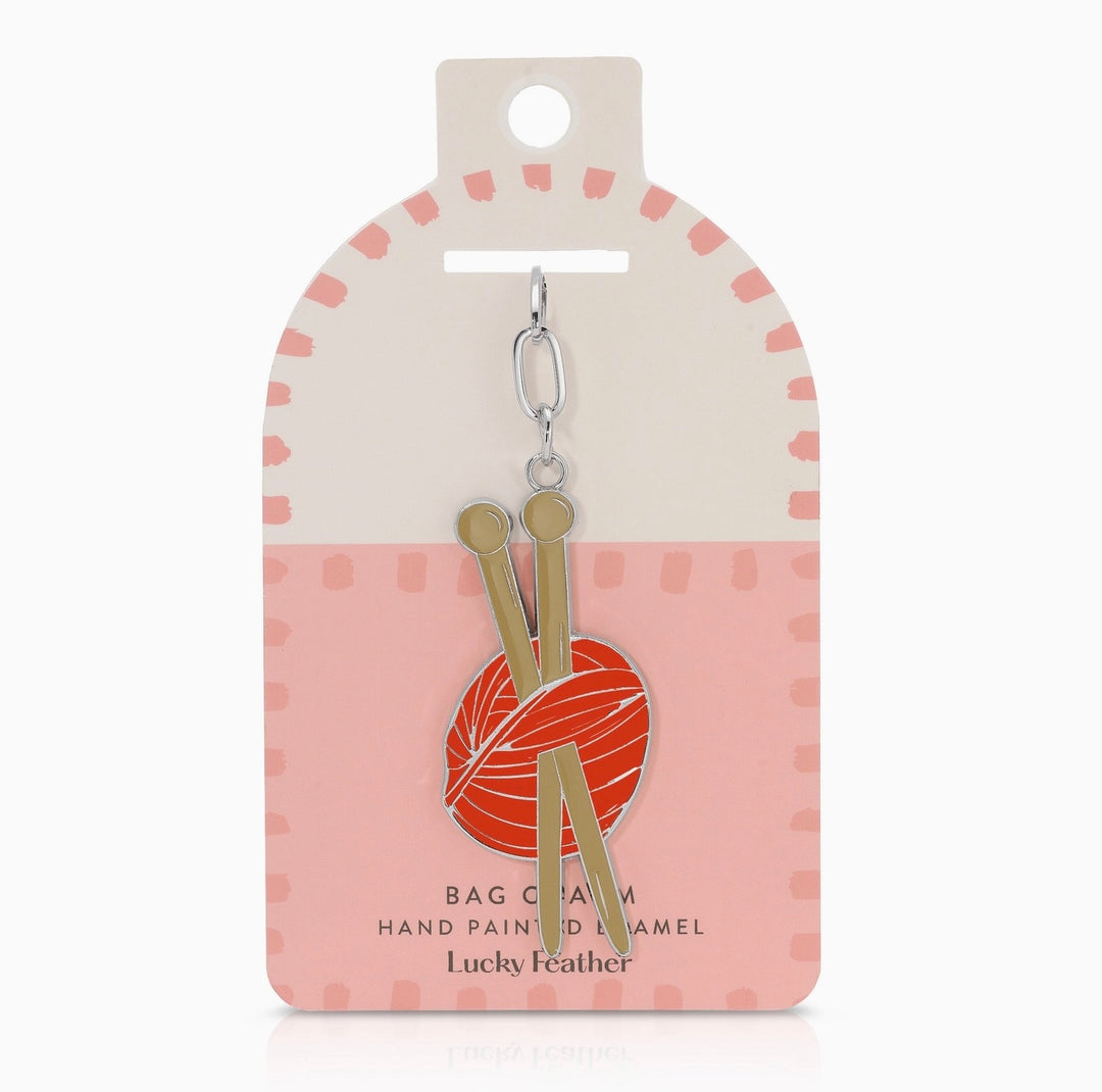 Enamel Bag Charm - Knitting