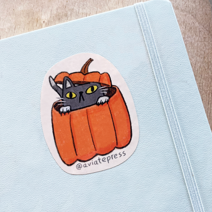 Cute Pumpkin Cat Halloween Sticker