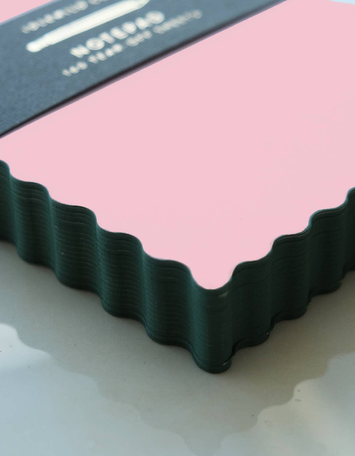 Mini Wave Shaped Notepad | Pink + Evergreen Edge