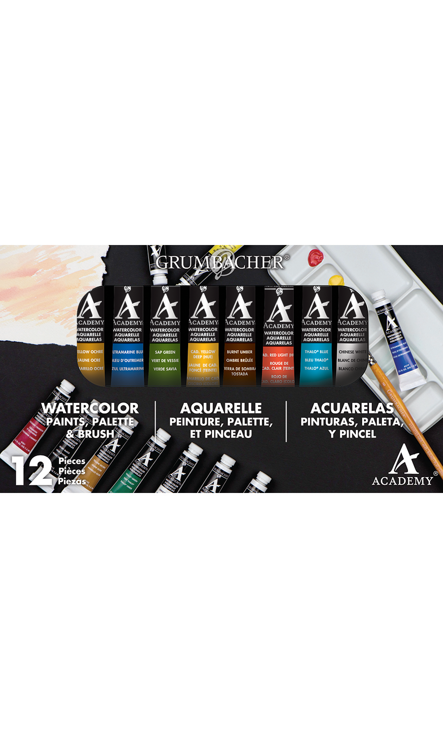 Grumbacher® Academy® Watercolor 12 Piece Set
