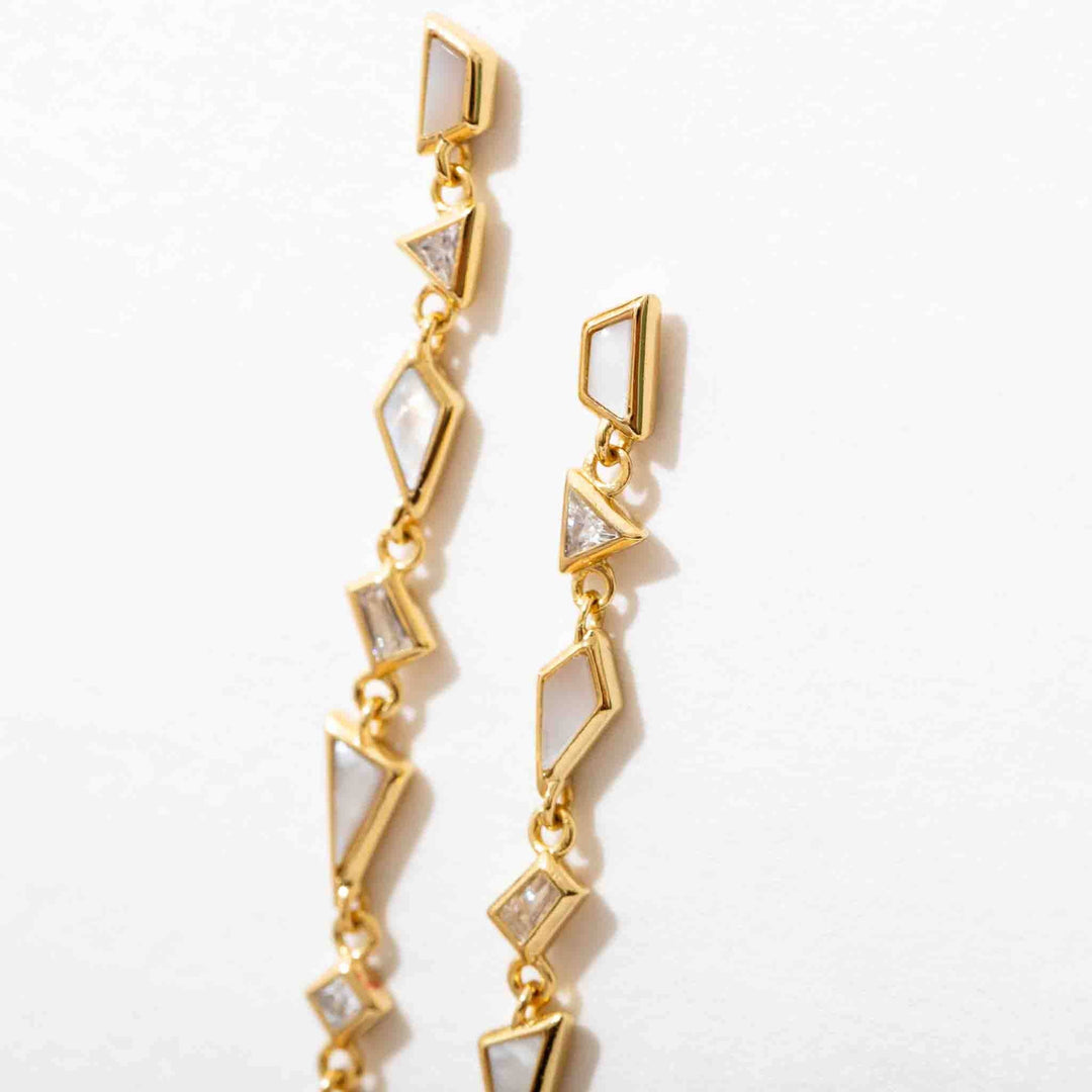 Ezra 14k Gold Plated Pearl and CZ Drop Earrings