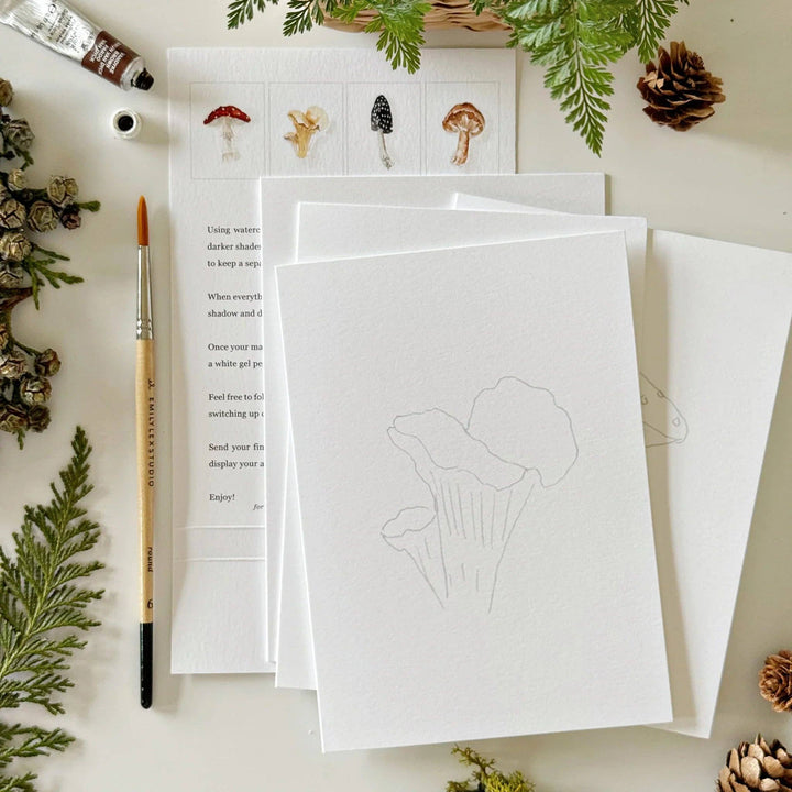 Mushrooms Paintable Watercolor Notecards