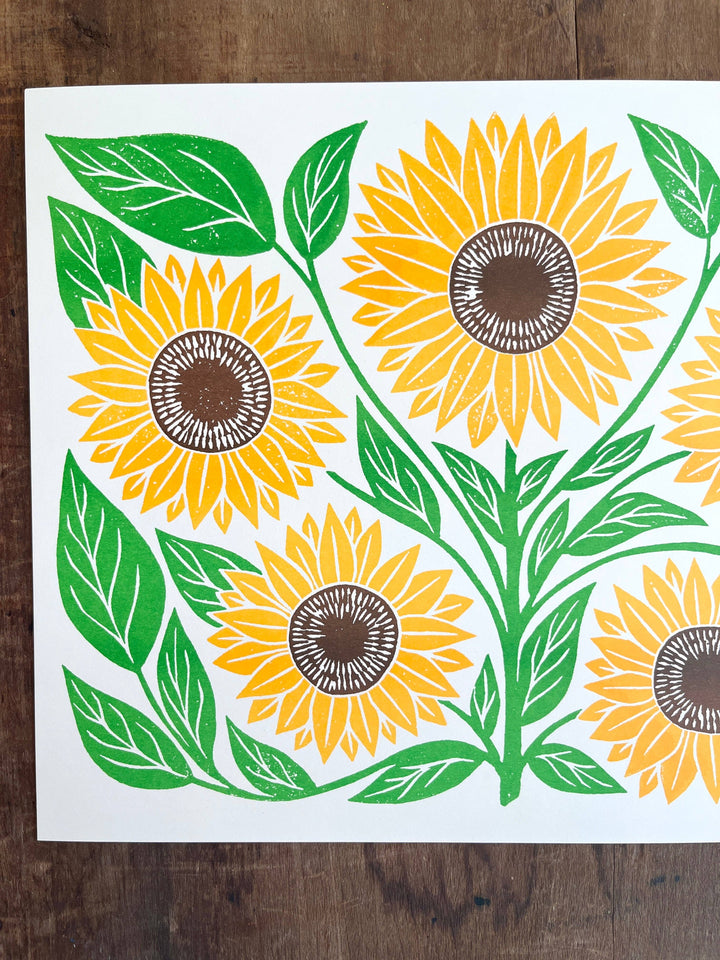 Garden Series: Sunflower Risograph Print