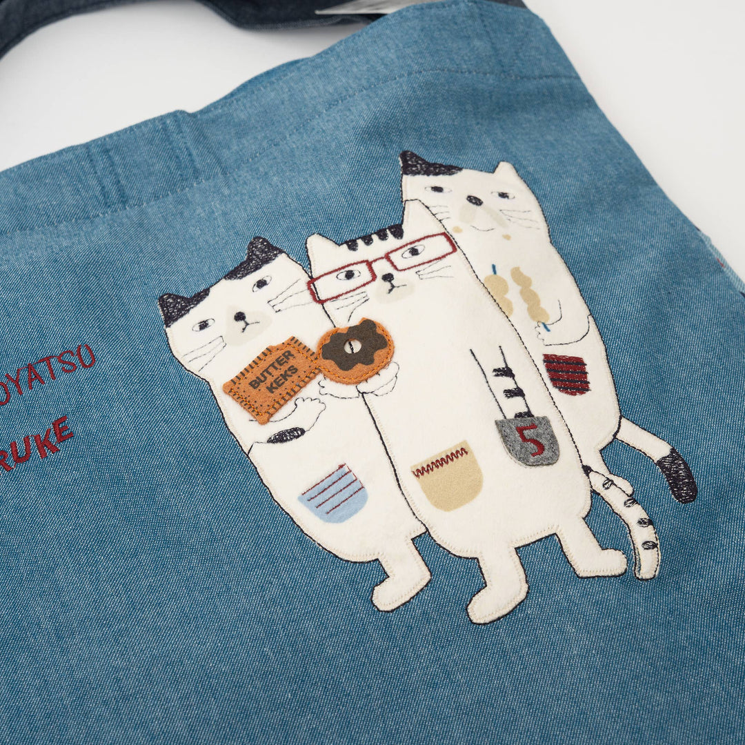 Kusuguru Japan Three Cats Tote Bag - Blue