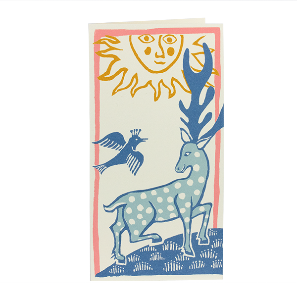 Smaller Long Card Deer and Bird