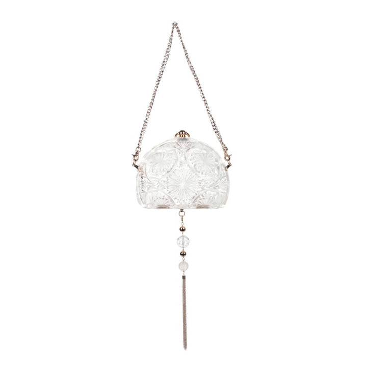 Hand Carved Fan Clutch Vintage Clear