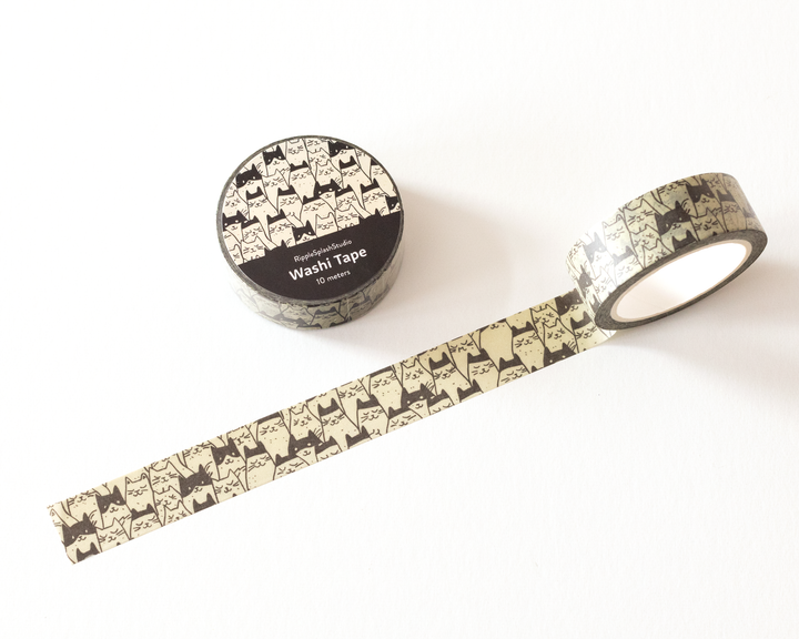 Washi tape with black and white pattern on a white background